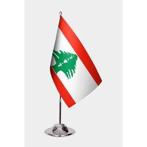 Bandera de escritorio de Líbano 3x5 pies, bandera de mano con asta de aluminio, tela impresa digitalmente, poliéster, seda, bandera mundial, para exhibición en coche, uso en seguros - Product Image 1