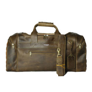 Bolsas de viaje de lona vintage hechas a mano, nombre personalizado en relieve con cierre de cremallera de cuero de vaca genuino - Product Image 5