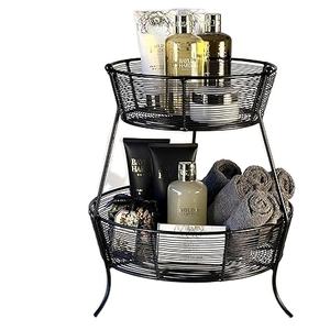 Corbeille à fruits en fer forgé à 2 niveaux : Design en fil en boucle, bord festonné - Product Image 2