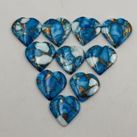 Pierre précieuse en vrac en forme de cœur personnalisable de haute qualité, turquoise cuivrée bleu glace naturelle, lisse, pour bijoux DIY, fabriquée par IBRAHIM GEMS