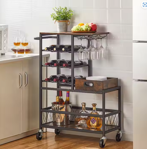 Chariot de bar à vin à plusieurs niveaux personnalisé en usine petit porte-bouteille d'alcool casier à vin étagère à alcool au sol pour bar de restaurant à domicile - Product Image 2