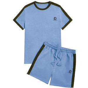 Nouvelle tendance ensemble court hommes Logo personnalisé T-shirt avec ensembles de shorts assortis sport T-Shirt en coton respirant à manches courtes - Product Image 1