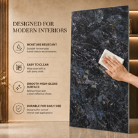 Panneau mural en PVC Morlenx Dark Marble UV Sheet, texture pierre, panneau décoratif pour la décoration intérieure moderne