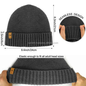 Gorro de punto acanalado grueso clásico para invierno, gorro corto cálido con calavera de pescador, gorro suave elástico con puños para hombres y mujeres - Product Image 5