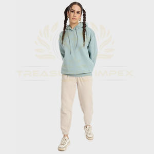 Sudadera con capucha de gran tamaño de lana de algodón sólido para mujer con logotipo personalizado en la parte delantera, jersey con hombros caídos, mangas completas de invierno - Product Image 5