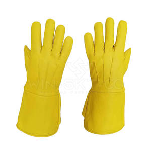 Gants de tambour en cuir jaune sur mesure, résistants, pour l'hiver, décontractés, respirants, longs, pour adultes - Product Image 2