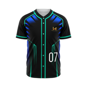 เสื้อเบสบอลผู้ชายแบบสั่งทำ คอกลม ติดกระดุมเต็มตัว พิมพ์ลายด้วยความร้อน ผ้าโพลีเอสเตอร์ ป้องกันแบคทีเรีย ระบายเหงื่อได้ดี - Product Image 4