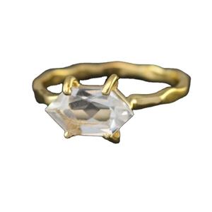 Vente en gros de bagues en argent sterling 92.5 plaqué or, cristal naturel de quartz, pierres précieuses à facettes en forme de marquise, perles de briolette hautes - Product Image 1