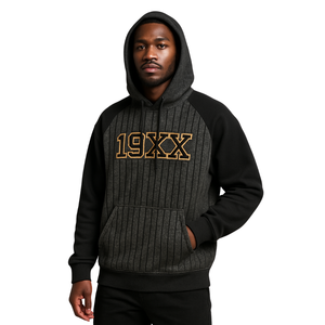 Embroidered Alpha APA Hoodie Premium Charcoal & <b>Black</b> Raglan Sleeves Pinstripe Design Greek Fraternity Apparel Divine Nine 190X - Product Image 1