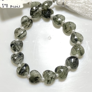 Wholesale 10MM Grey Rutile Faceted Heart Shape Briolette Natural Vertical Drill Stone <b>Beads</b> - Product Image 1