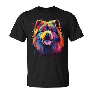 Camiseta Colorida de Chow Chow con Diseño en Acuarela, Camiseta Promocional con Gráficos de Perros - Product Image 1