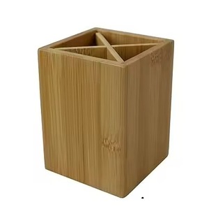 Classic Design Kitchen Utensil Holder Bamboo Cutlery Flatware <b>Caddy</b> Best Quality Brown Cutlery Holder - Product Image 4