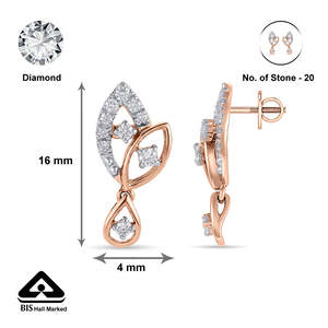 ต่างหูเพชรทรงใบไม้ประดับเพชร - Product Image 6