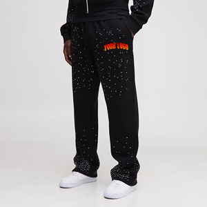 Wholesale Custom Washed Sweatpants for <b>Men</b> Stacked sweatpants with rhinestones <b>Baggy</b> <b>Trousers</b> <b>men's</b> Pants High Quality <b>Trousers</b> - Product Image 6
