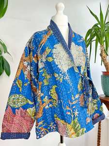 Top Quality Cotton Fabric Designer Casual Ladies <b>Women</b> Wearing Pink Color Kantha Kimono Jacket Robe Soft Printed Long <b>Coat</b> <b>Dress</b> - Product Image 5