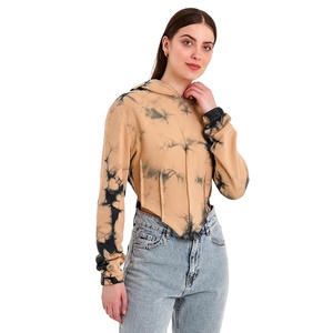 Femmes Crop Pull À Capuche Casual Doux Coton Polaire Premium Tissu et Couture À La Mode Femmes Tie Dye À Capuche - Product Image 5