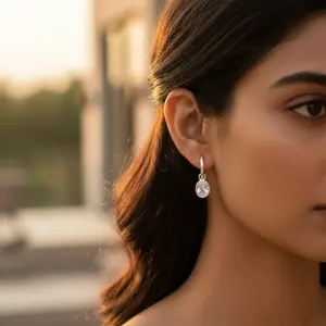 Pendientes de Plata 925 con Gancho para Mujer, con Circonita Cúbica, Joyería de Cristal de Lujo - Product Image 1