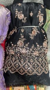 Heavy <b>Beaded</b> Mesh Embroidery <b>Fabric</b> for Party Dresses High End <b>Beaded</b> Floral Embroidery <b>Fabric</b> for Wedding Couture Crystal Pearl - Product Image 2