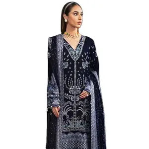 New Collection Warm Ladies Readymade Winterwear embroidered Velvet Dress Highest Quality Breathable Fabric Best Designs