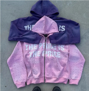 Sudadera con capucha de diamantes de imitación sólidos de invierno para hombre de moda - Product Image 4