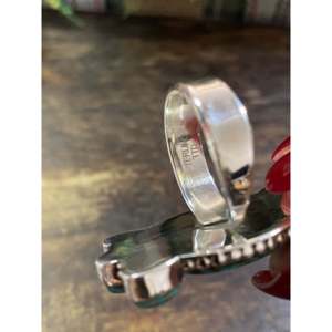 Handmade Kingman Turquoise Sterling <b>Silver</b> Bezel Set <b>Adjustable</b> <b>Ring</b> Size 6.5 - Product Image 5