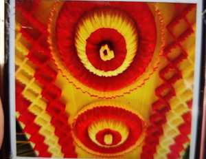 Cortinas de Techo Plisadas de Lujo con Diseño Floral y Naranja Festivo para Salones de Banquetes, Fiestas y Ceremonias Religiosas - Product Image 2