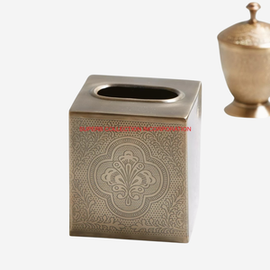 Boîte à mouchoirs en métal fait à la main fleur Accent vente chaude cuivre fini boîte à mouchoirs porte-serviettes en gros hôtel Restaurant fournitures - Product Image 5