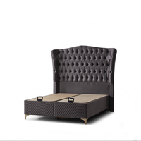 Lit moderne européen en bois massif avec mécanisme de levage et rangement, design luxueux, taille personnalisée, mobilier de chambre à coucher