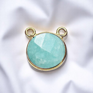 Plata de Ley 925 Micky Mouse Bail Round Amazonite Gemstone Fabricación de joyas Charm Connector Oferta limitada a granel al por mayor - Product Image 1