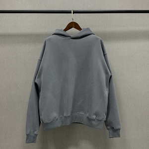 Sudadera con capucha de gran tamaño con hombros caídos para hombre, 100% algodón de alta calidad, forro polar, bordado térmico, patrón sólido, lavado con ácido - Product Image 6