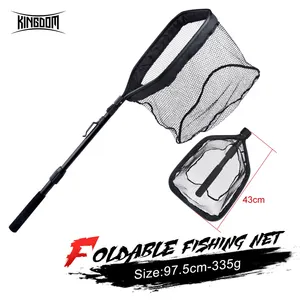 Kingdom lưới câu cá cầm tay có thể thu gọn bằng hợp kim nhôm lưới hạ cánh có thể thu gọn lưới hạ cánh cá tráng cao su di động