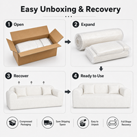 Maßgefertigtes Weißes 3-Sitzer Komprimiertes Sofa Moderner Strukturierter Stoffbezug Umweltfreundlich Modular für Wohnzimmer Apartment Hotel