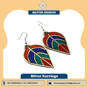 Pendientes de Plata de Ley 925 a la Moda, Hermoso Diseño de Hojas, Pendientes de Plata de Ley Coloridos, Estilo Nepalí, Pendientes Hechos a Mano - Product Image 6