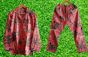 Pijama con cuello en V y estampado de animales de la selva para mujer, traje de noche de talla grande de algodón transpirable suave, ropa de dormir de estilo Sexy informal - Product Image 5