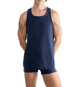 Men's Trendy Gym Tank Top Soft and Durable Ideal For Exercise Running And Fitness Activities Dark Blue Color Sleeveless Comfort - Product Image 1