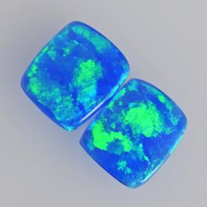 Paire d'opales de feu bleu-vert étincelantes, 4 carats au total, forme rectangulaire, taille cabochon 13x10x2 MM, pour la fabrication de boucles d'oreilles et de bijoux, pierres précieuses - Product Image 3