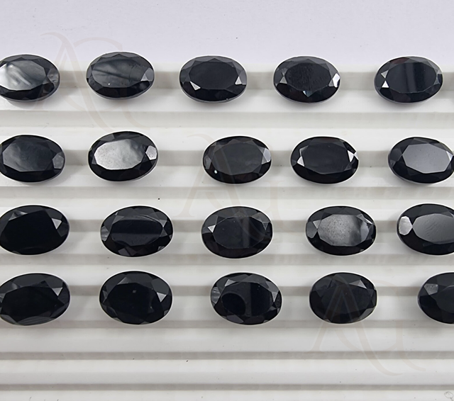 High Quality Natural Black Onyx Oval Brilliant For Jewellery Making Black Onyx Semi Precious Loose Gemstone