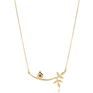 Zircon Pomegranate Branch Design Handcrafted Rhodium Plated Charm <b>Necklace</b> Wholesale Turkish <b>Handmade</b> 925 Sterling <b>Silver</b> Trendy - Product Image 1