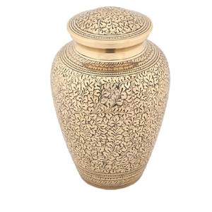 Urnas de cremación de latón únicas y de alta calidad con urnas funerarias de metal con acabado de color dorado y Rosa grabado para cenizas humanas - Product Image 3
