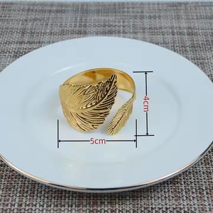 Gold Textured Triangle Napkin Rings <b>Stainless</b> <b>Steel</b> <b>Table</b> Decor for Weddings Home Parties Stocked Metal Napkins Set - Product Image 2