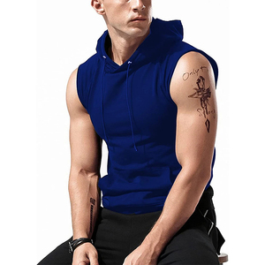 Customized Embroidered Logo Design Winter <b>Sleeveless</b> Zip-Up Fleece 100% Cotton Lightweight Casual Workout <b>Hoodie</b> for Men - Product Image 3
