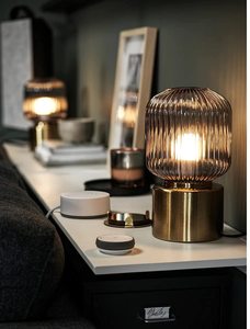 Solklint โคมไฟ LED ตั้งโต๊ะขนาด28ซม. (11นิ้ว) สีทองเหลือง/สีเทาสีขาวอบอุ่นสำหรับตกแต่งห้องนอนบ้าน - Product Image 4