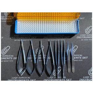 Ensemble d'instruments de microchirurgie en titane de haute qualité, kit de microchirurgie autoclavable, plateau de stérilisation en plastique, hôpital - Product Image 1
