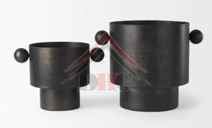 Jardinière décorative moderne en métal noir côtelé, pot à fleurs en fer pour intérieur et extérieur, bac à fleurs de jardin, décoration intérieure, pot en métal décoratif - Product Image 5