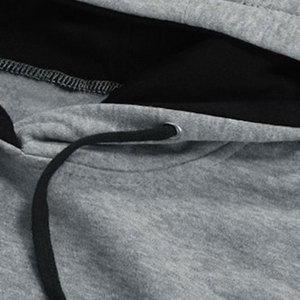 Basics coton mélangé gris clair et noir panneau à capuche hommes pull personnalisé polaire sweat à capuche contraste conception Streetwear - Product Image 4