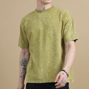 เสื้อยืดผู้ชายซักด้วยกรดทำจากโรงงานสีที่กำหนดเองและขายดี - Product Image 1