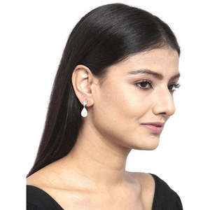 NOVAMART Fine 925 Sterling Silver Pearl <b>Drop</b> Earrings with Rhodium Plating for Swiss Zirconia Screw <b>Back</b>-Gift Women & Girls Whol - Product Image 4