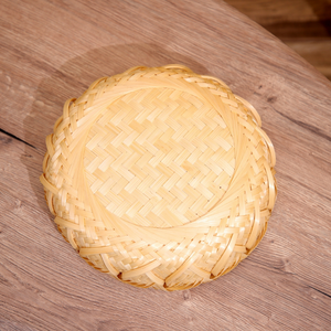 Round Bamboo <b>Tray</b> <b>Basket</b> Handwoven Natural Bamboo Eco Friendly Home Decor - Product Image 4