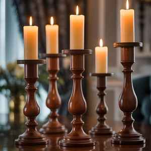 Rustic Solid <b>Pine</b> Wood 8 Arms Taper Candle Holder Handmade Geometric Dining <b>Table</b> Centerpieces Decorative Stand For Home Wedding - Product Image 3