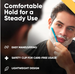 Kit de maquinilla de afeitar de borde recto azul titanio profesional 100 cuchillas de acero inoxidable desechables cuerpo de Metal belleza del cabello cuidado Personal - Product Image 5